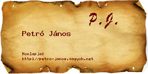 Petró János névjegykártya